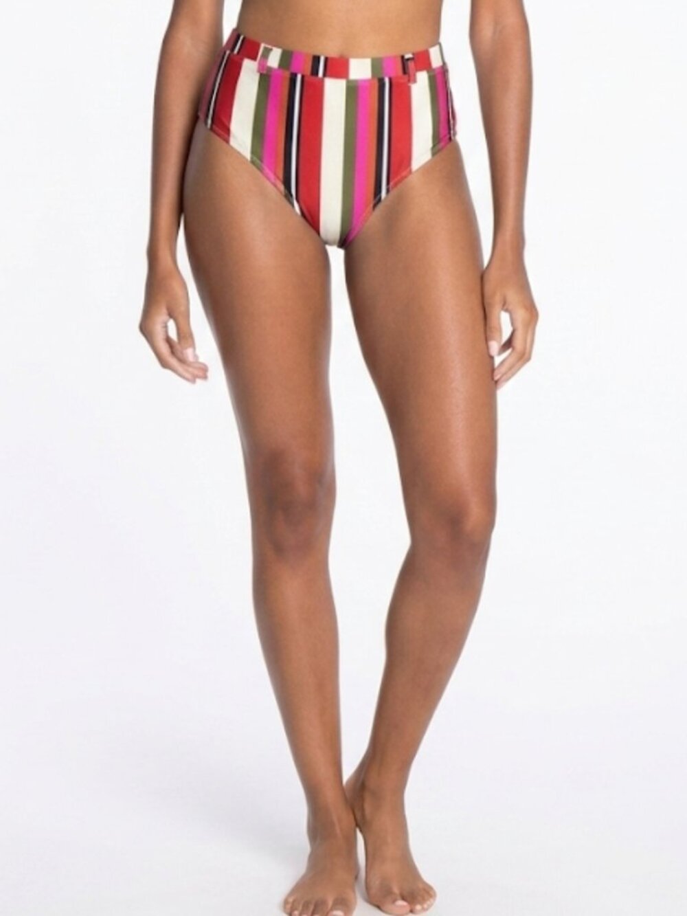 Solid & Striped Cora Bottom Watermelon Striped High Rise Swim Beach Size L NWT